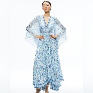 Alice and Olivia SION SUNBURST PLEATED MAXI DRESS New Season